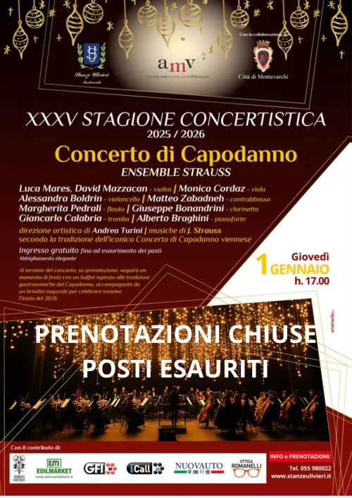 CHIUSE LE PRENOTAZIONI PER IL CONCERTO DI CAPODANNO
