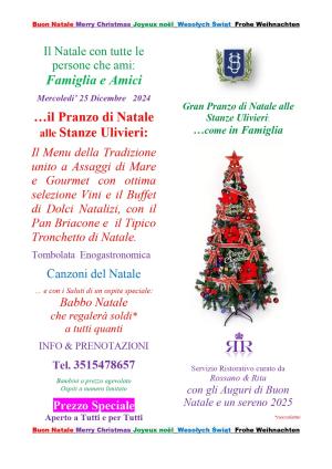 Il pranzo di Natale alle Stanze Ulivieri - 25 dicembre 0re 12.45