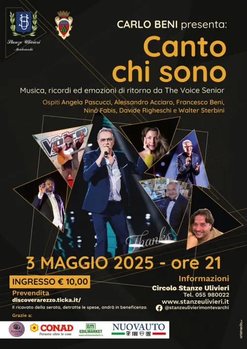 3 MAGGIO- Carlo Beni presenta: CANTO CHI SONO - Musica, ricordi ed emozioni, di ritorno da The Voice Senior